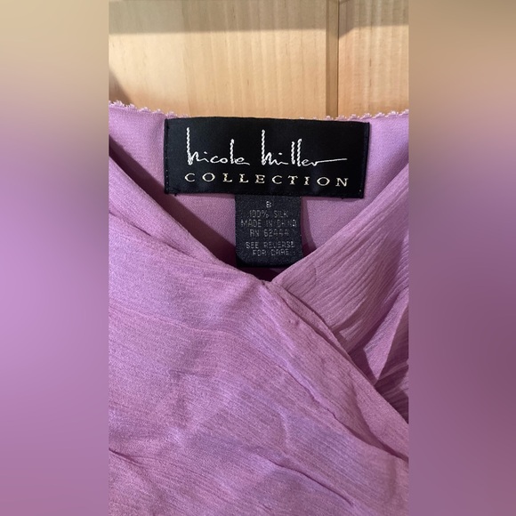 Nicole Miller Lilac Silk Maxi strapless Dress Size 8 NWT - Picture 5 of 9